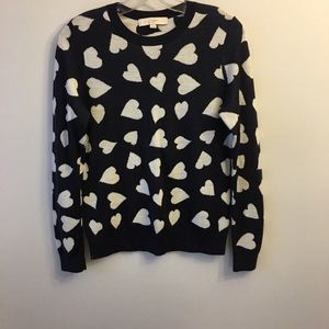 Adorable LOFT navy sweater with white hearts M